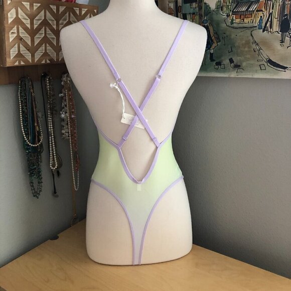 Aerie Smoothez Mesh Bodysuit in Violet Flurry - NWT's - Picture 9 of 12
